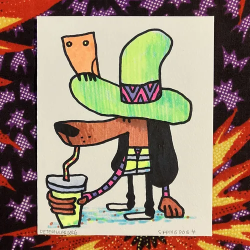 Sipping Dog 4 drawing