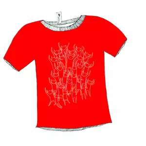 Girl's Red Cat Litter Tee