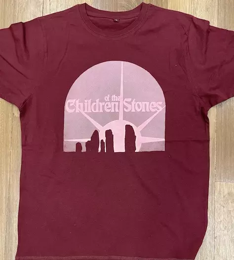 CHILDREN OF THE STONES DISCHARGE TEE - BURGUNDY