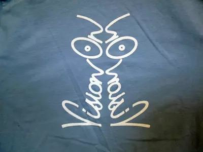 Vision On t-shirt duck egg and white