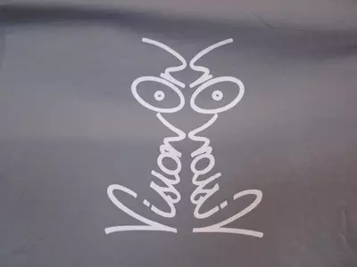 Vision On t-shirt in Pigeon and white