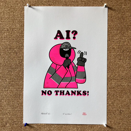 AI? NO THANKS! Pink A3 riso print
