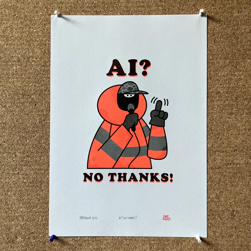 AI? NO THANKS! Orange A3 riso print