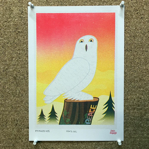 Pete Fowler Peace Owl A4 riso print