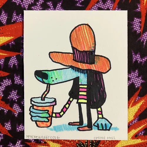 Sipping Dog 2 drawing