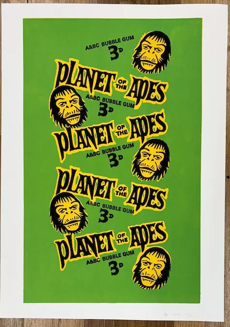 Large Planet OF The Apes Gum Wrapper Screen Print
