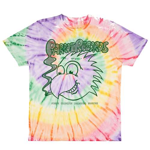 View full size TIE DYE PARROT RECORDS TEE!!!!