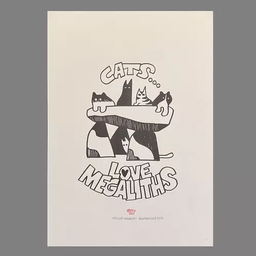 Cats Love Megaliths riso print