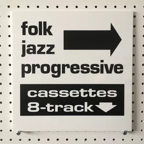 View full size Black on White Record Store Sign