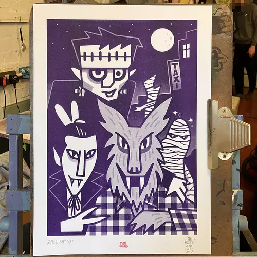 Boys Night Out A3 riso print