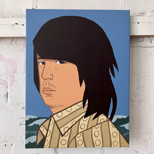 View full size Brian Wilson 1970 cream shirt painting