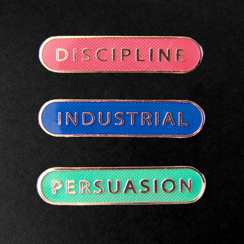 View full size Throbbing Gristle - Throbbing Gristle 3 Badge Set - School badges