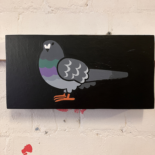 Pigeon looking left painting