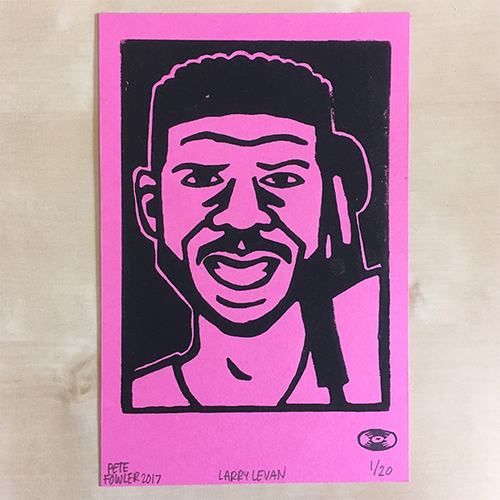 Larry Levan lino print pink
