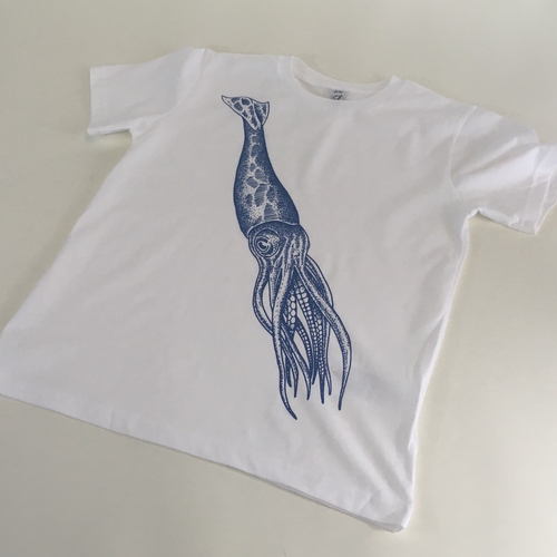 View full size 20,000 Leagues White Squiddy Kiddy Tattoo Tee