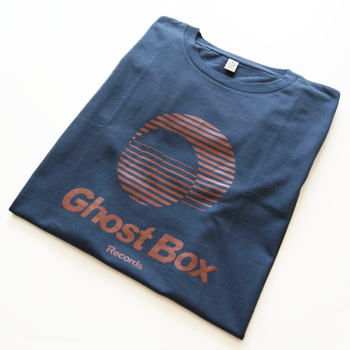 Ghost Box T-shirt (blue-grey & orange)