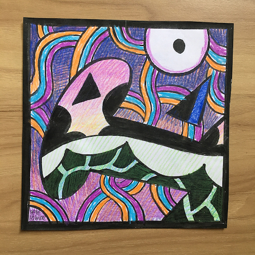 Purple wave drawing