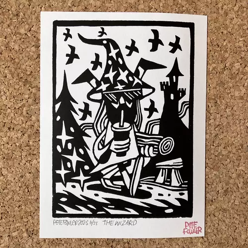 The Wizard lino print